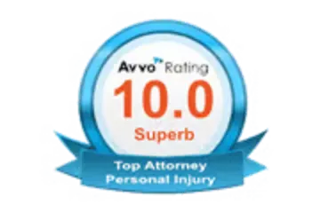 Avvo Rating 10.0 Superb seal for a top personal injury attorney
