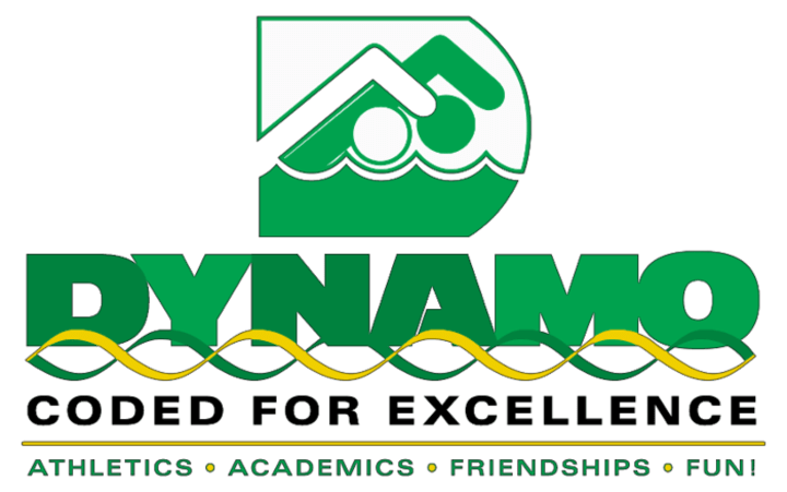 Dynamo logo, a green swimmer emblem above Coded for Excellence