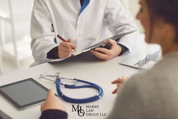 a woman visiting a doctor