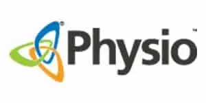 Logo reading Physio with a green, blue and orange knot symbol