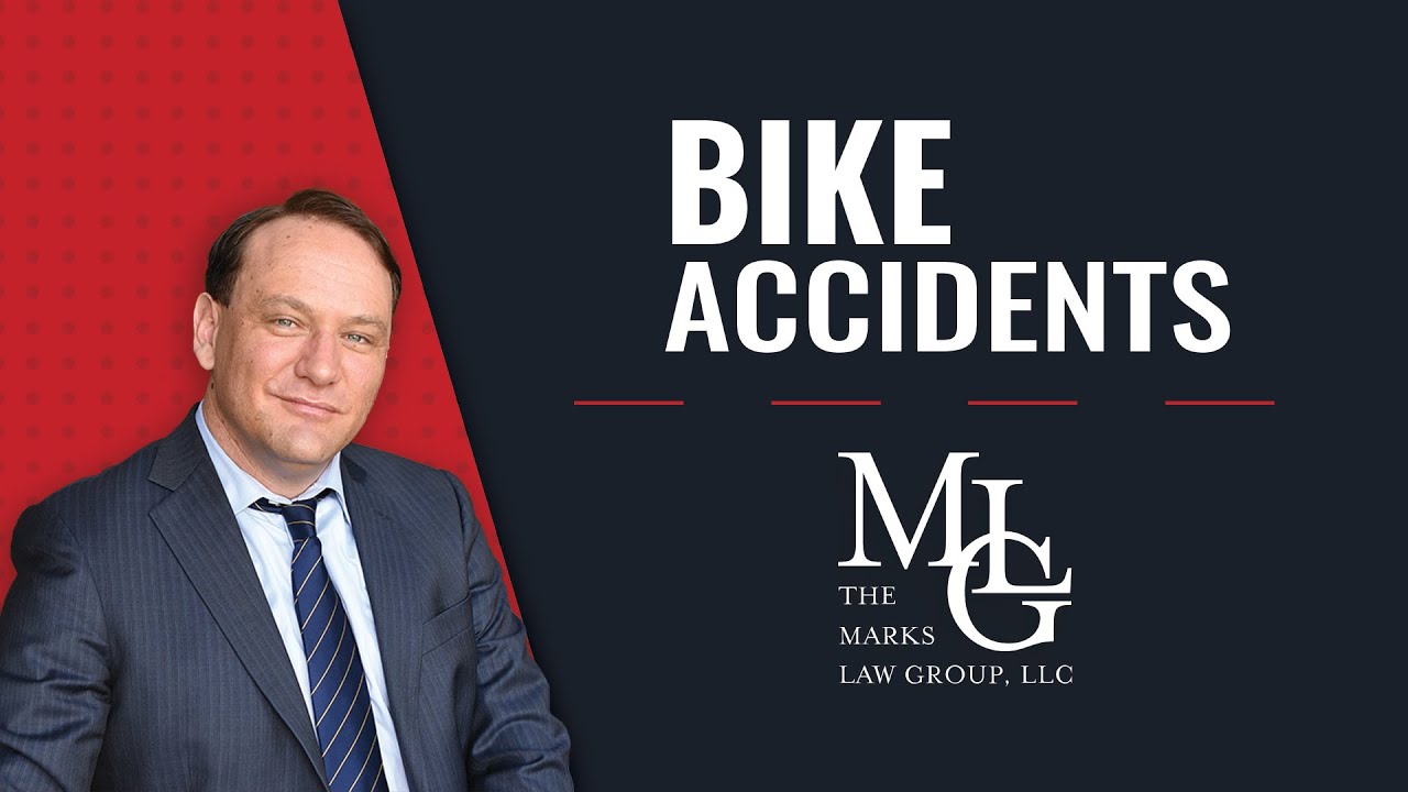 Video title card reading Bike Accidents beside a smiling man in a dark suit